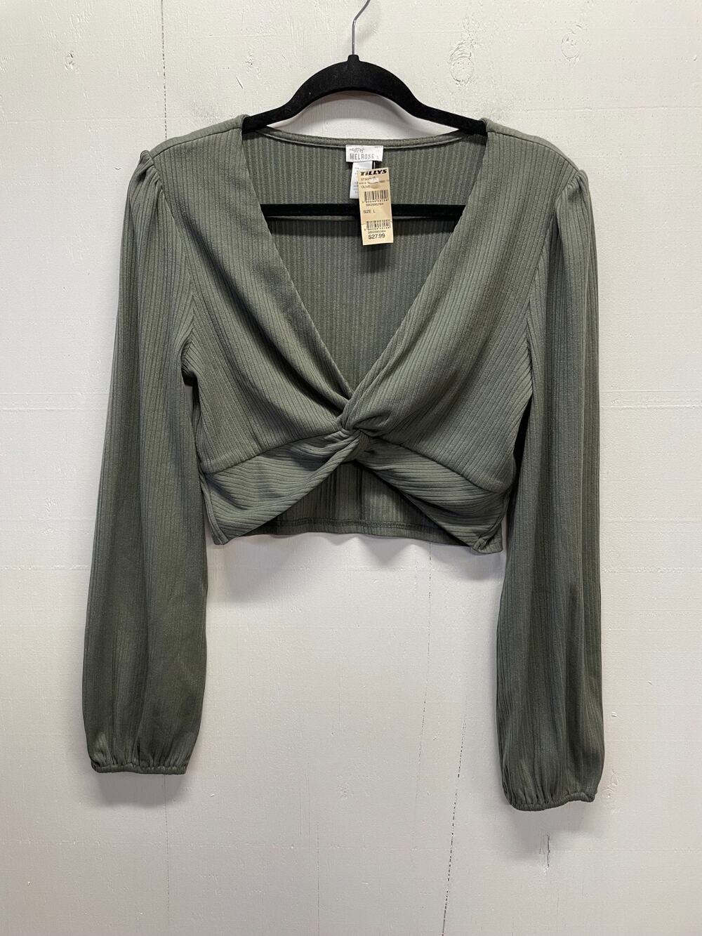 West Of Melrose from Tilly's Sage Green Large Women's Cropped Top NWT